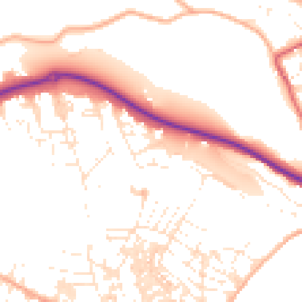 Daytime road noise heatmap for TR18 2BB