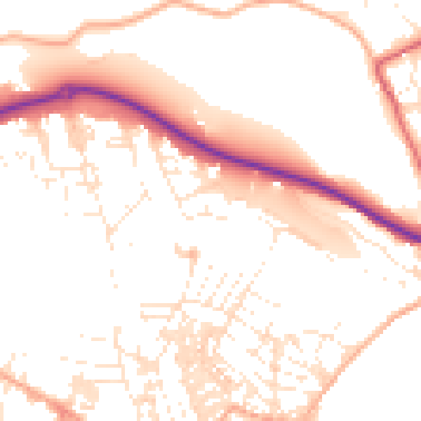 Daytime road noise heatmap for TR18 2BE