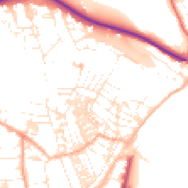 Daytime road noise heatmap for TR18 2BG