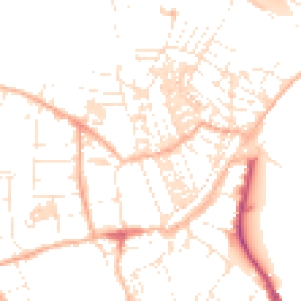 Daytime road noise heatmap for TR18 2BH
