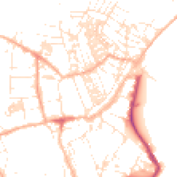 Daytime road noise heatmap for TR18 2BL