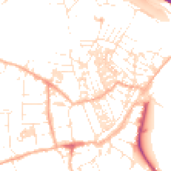 Daytime road noise heatmap for TR18 2BN