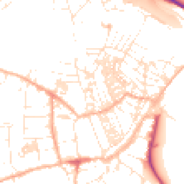 Daytime road noise heatmap for TR18 2BP