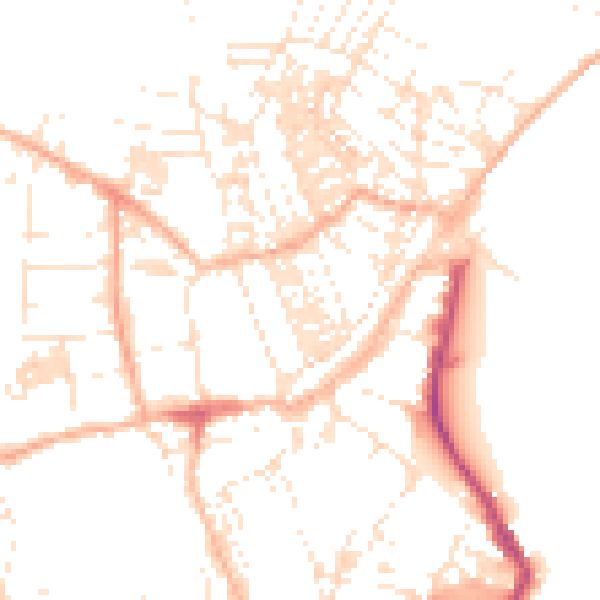 Daytime road noise heatmap for TR18 2BT
