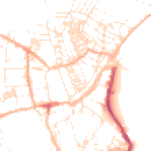 Daytime road noise heatmap for TR18 2BU