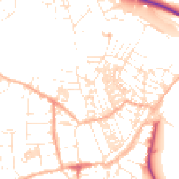 Daytime road noise heatmap for TR18 2BW