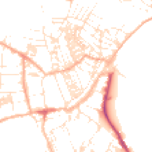Daytime road noise heatmap for TR18 2BY