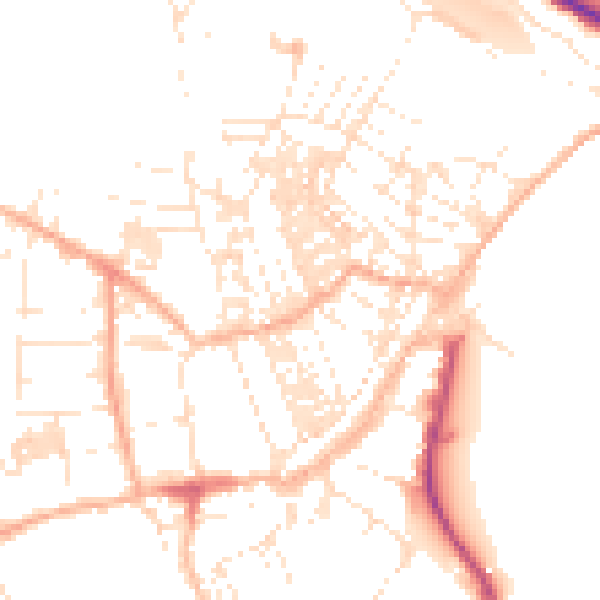 Daytime road noise heatmap for TR18 2DA