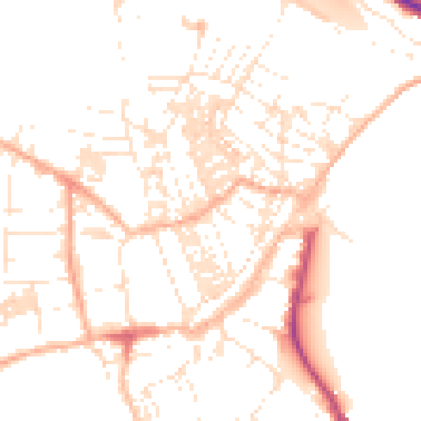 Daytime road noise heatmap for TR18 2DB