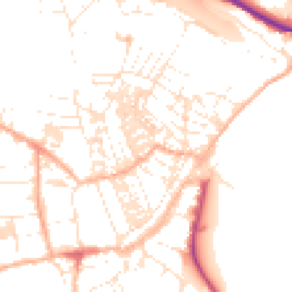 Daytime road noise heatmap for TR18 2DE