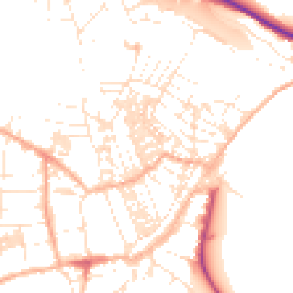 Daytime road noise heatmap for TR18 2DF