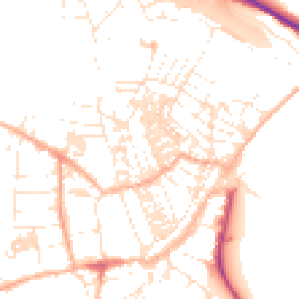 Daytime road noise heatmap for TR18 2DH