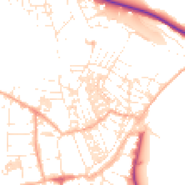 Daytime road noise heatmap for TR18 2DJ