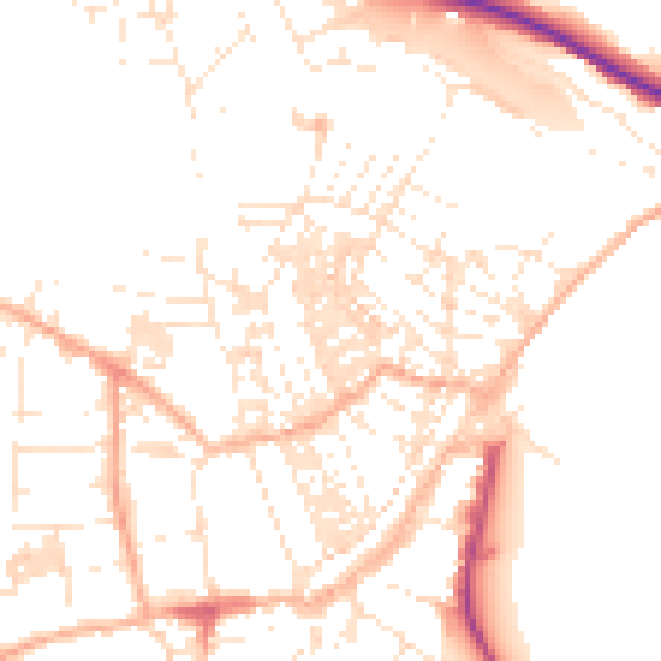 Daytime road noise heatmap for TR18 2DL