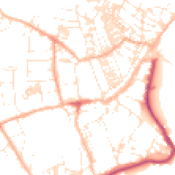 Daytime road noise heatmap for TR18 2EF