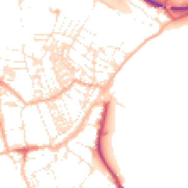 Daytime road noise heatmap for TR18 2EZ