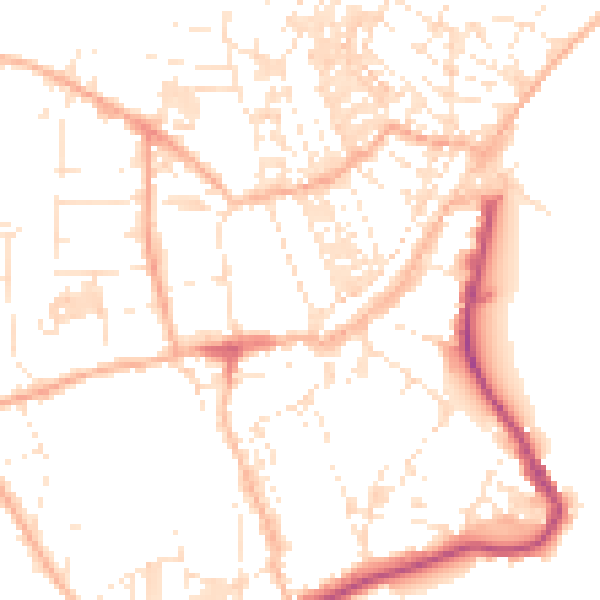 Daytime road noise heatmap for TR18 2FD