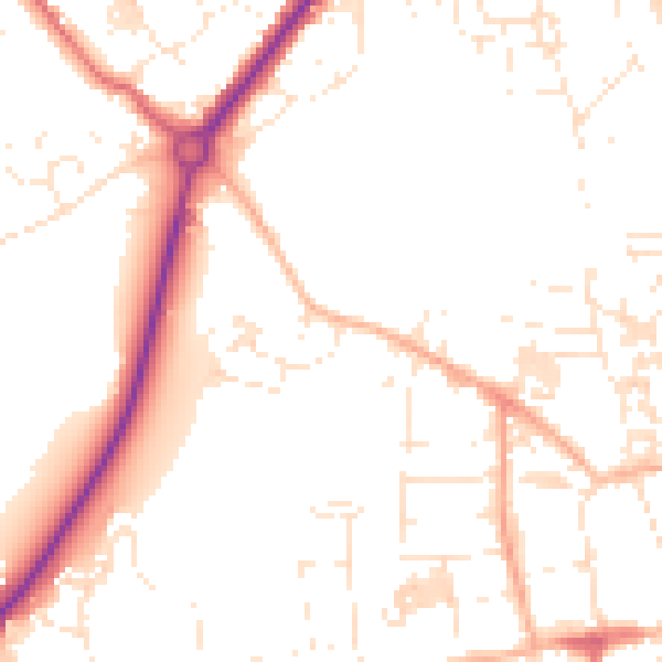 Daytime road noise heatmap for TR18 2FT