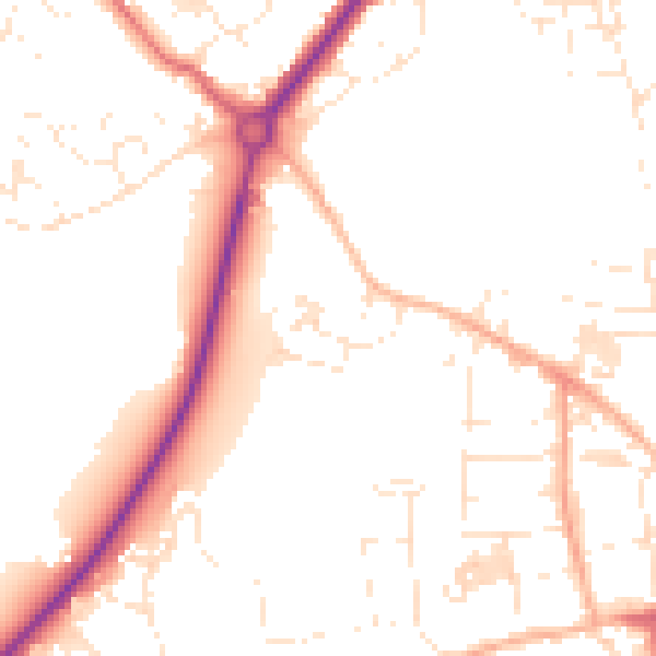 Daytime road noise heatmap for TR18 2FU