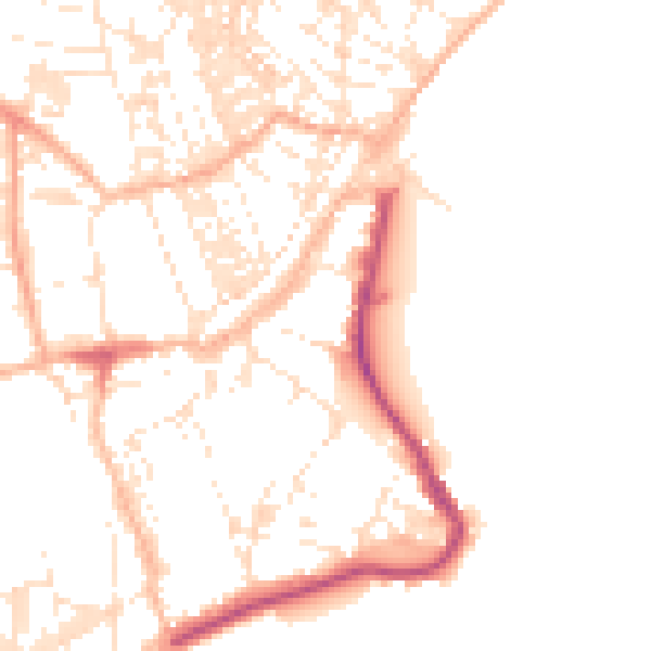 Daytime road noise heatmap for TR18 2GZ