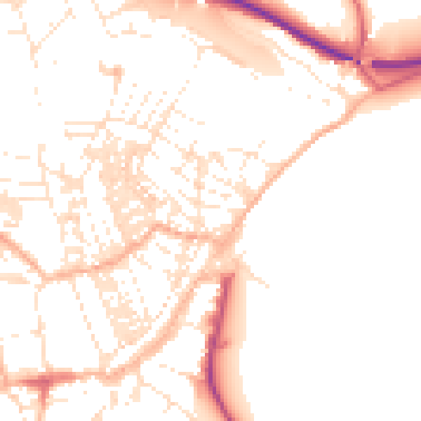Daytime road noise heatmap for TR18 2HG