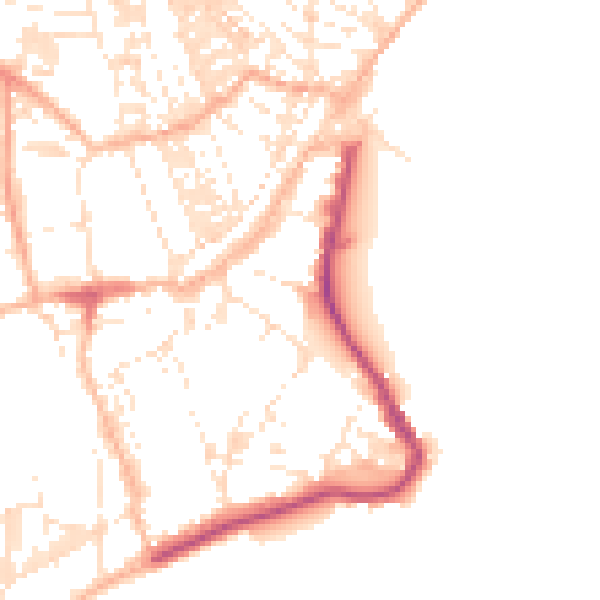 Daytime road noise heatmap for TR18 2LS