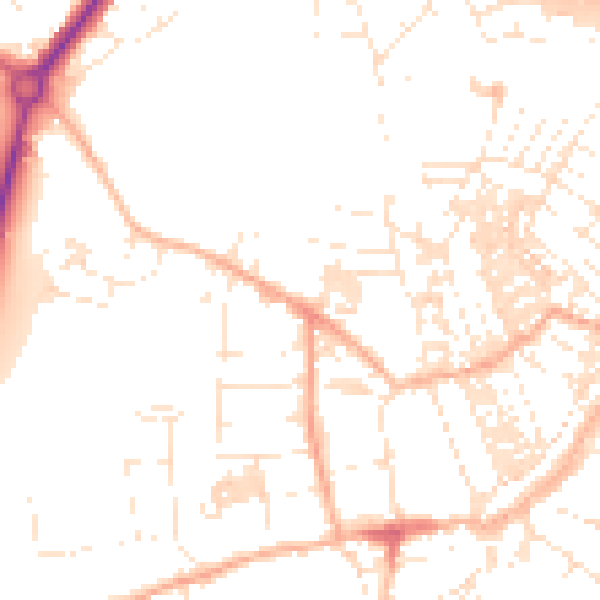Daytime road noise heatmap for TR18 2PG