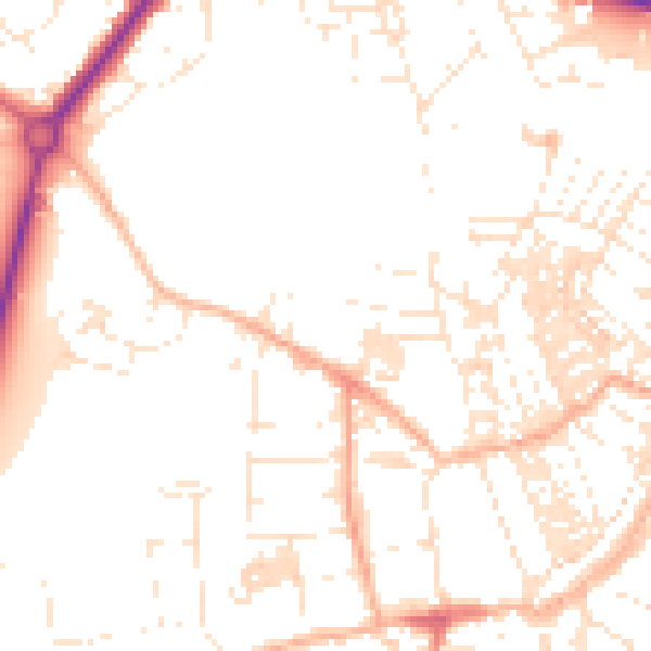 Daytime road noise heatmap for TR18 2PL