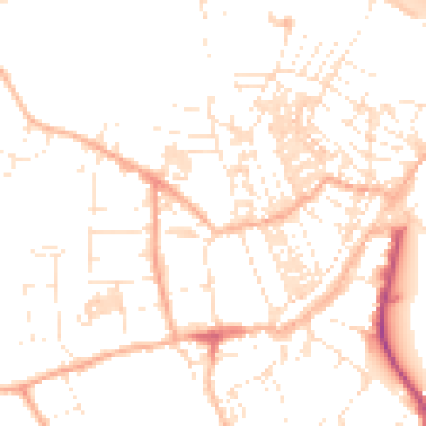 Daytime road noise heatmap for TR18 2PU