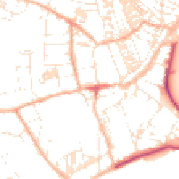Daytime road noise heatmap for TR18 2QP