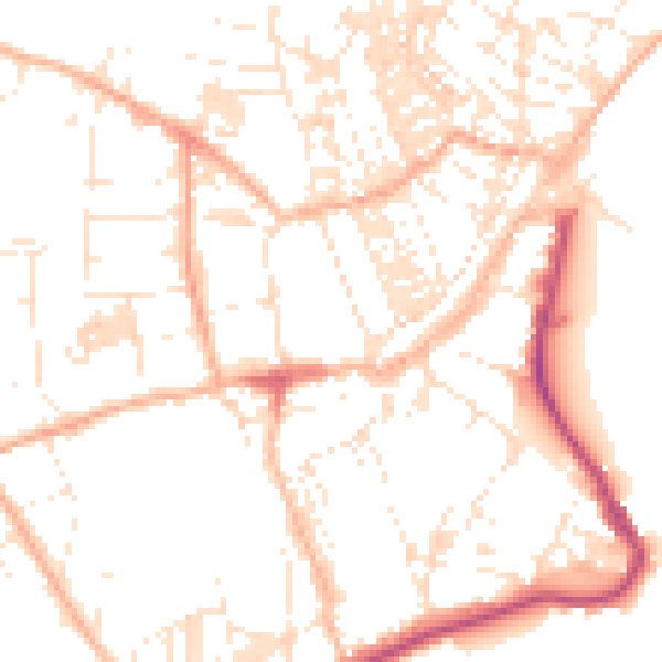 Daytime road noise heatmap for TR18 2SN