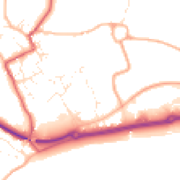 Daytime road noise heatmap for TR18 3AX