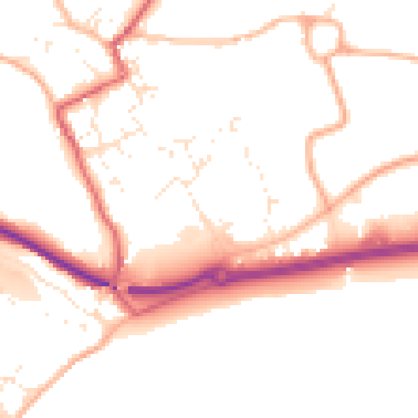 Daytime road noise heatmap for TR18 3AY