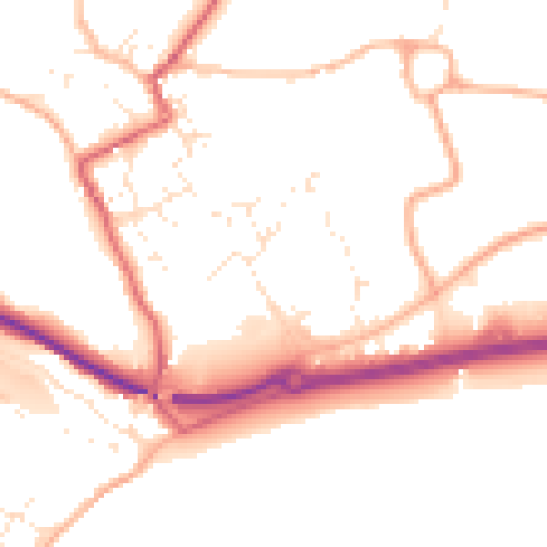 Daytime road noise heatmap for TR18 3BA