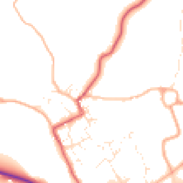 Daytime road noise heatmap for TR18 3BH