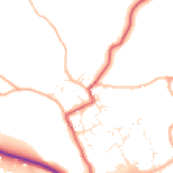 Daytime road noise heatmap for TR18 3BN