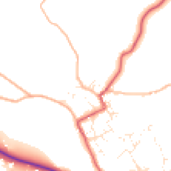 Daytime road noise heatmap for TR18 3BS