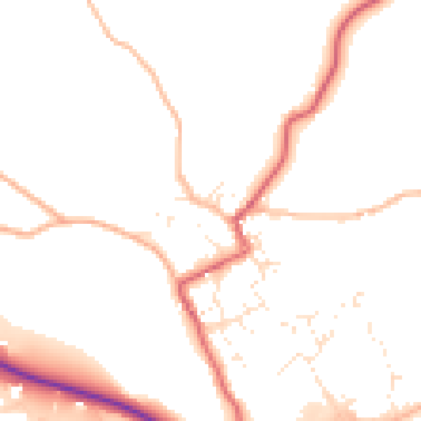 Daytime road noise heatmap for TR18 3BT