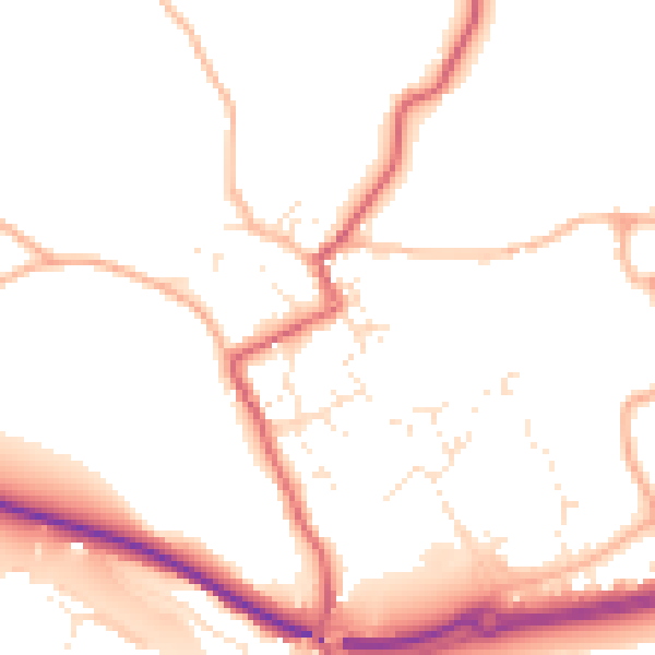 Daytime road noise heatmap for TR18 3BY