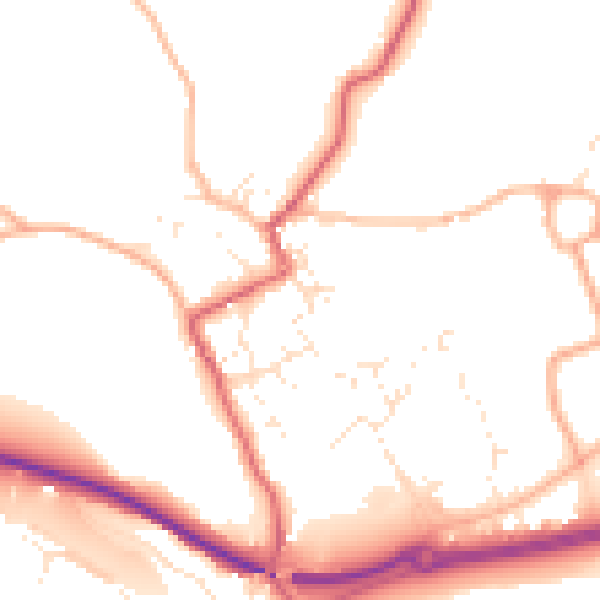 Daytime road noise heatmap for TR18 3DD