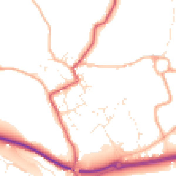 Daytime road noise heatmap for TR18 3DE