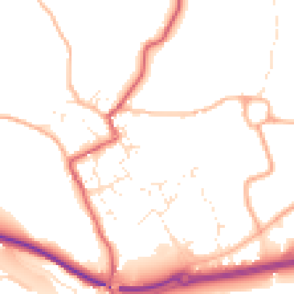 Daytime road noise heatmap for TR18 3DF