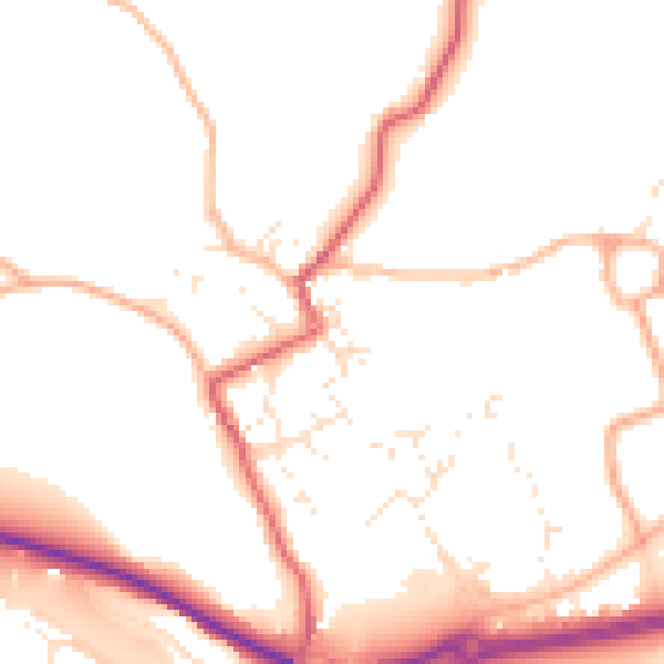 Daytime road noise heatmap for TR18 3DJ