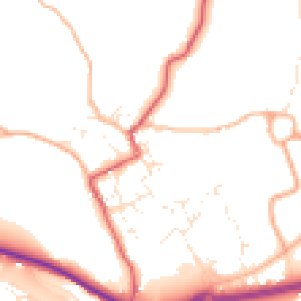 Daytime road noise heatmap for TR18 3DL