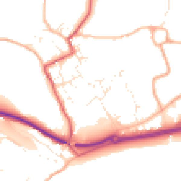 Daytime road noise heatmap for TR18 3DN