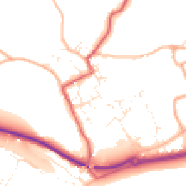 Daytime road noise heatmap for TR18 3DQ