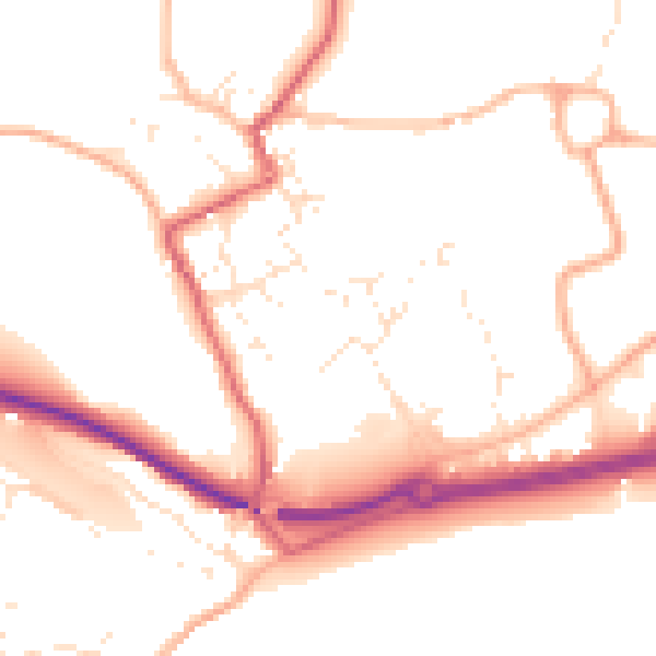 Daytime road noise heatmap for TR18 3DR