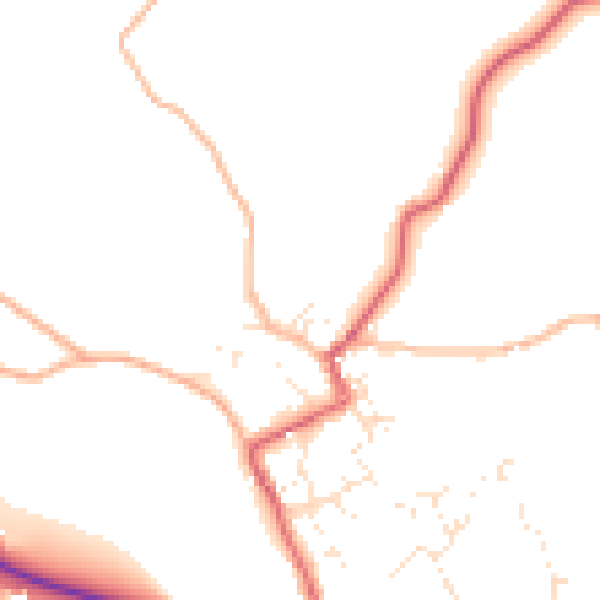 Daytime road noise heatmap for TR18 3DT