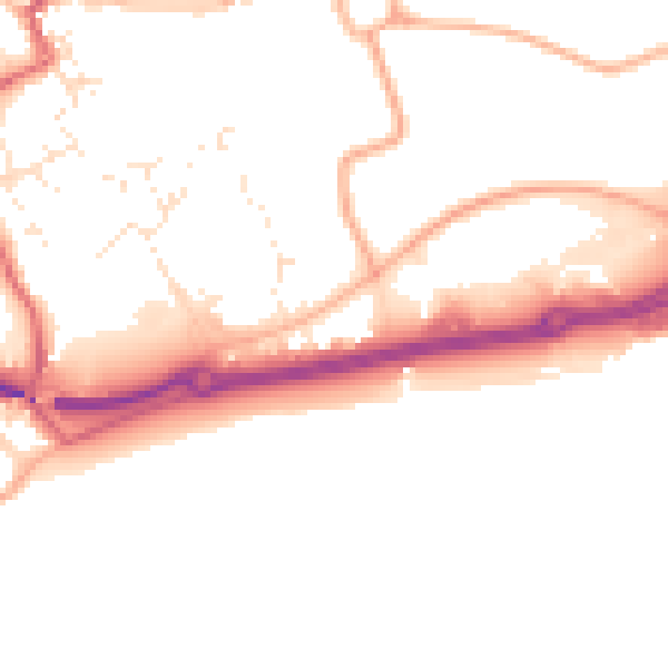 Daytime road noise heatmap for TR18 3DW