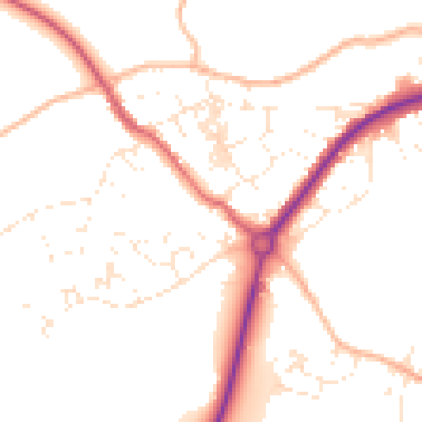 Daytime road noise heatmap for TR18 3DZ